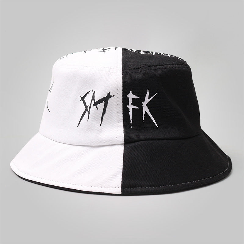 Black and white graffiti fisherman hat man