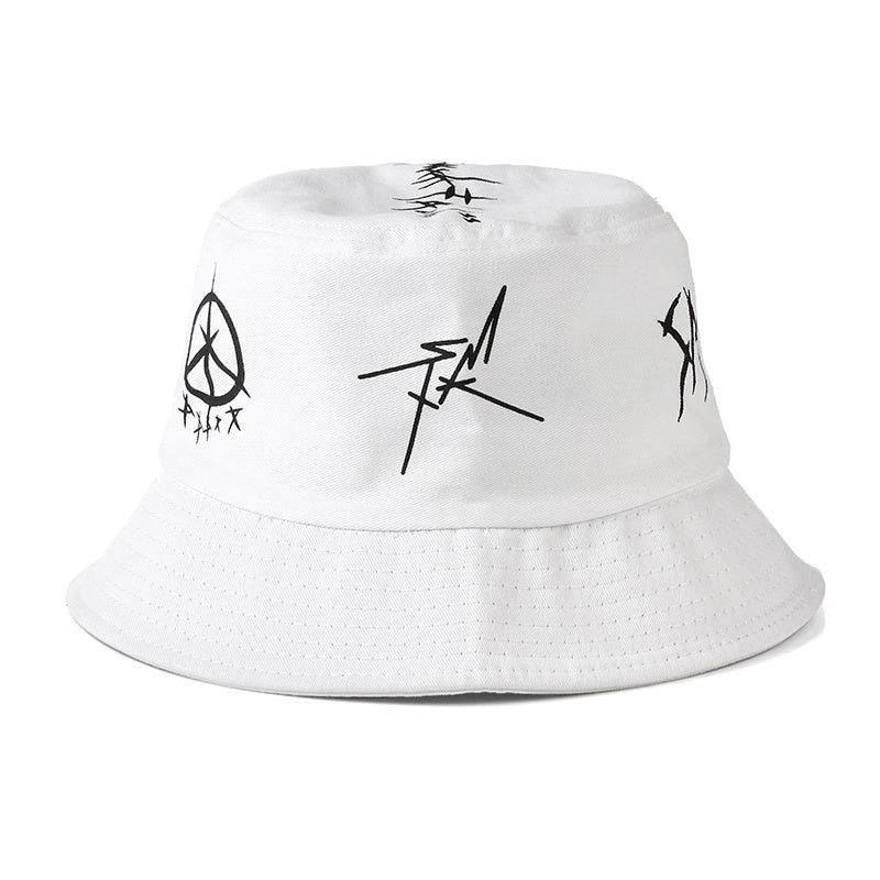 Black and white graffiti fisherman hat man