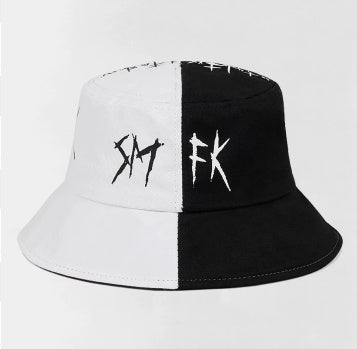 Black and white graffiti fisherman hat man